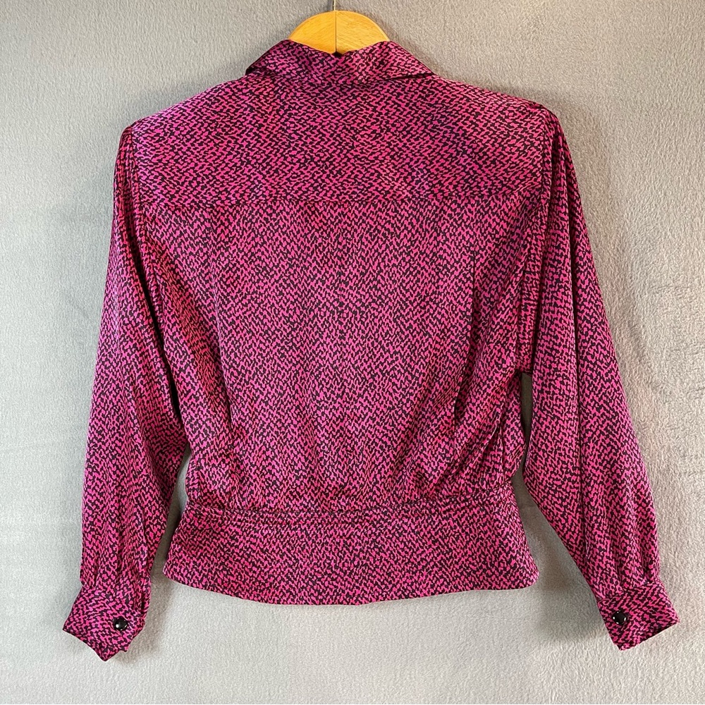 Structured Shoulder Blouse VTG 80s Liz Claiborne 8 Office Dopamine Dressing Pink - Picture 3 of 12